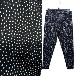 Kinesis Leggings Black White Polka Dot Cropped Women's Leggings Shiny Stretchy